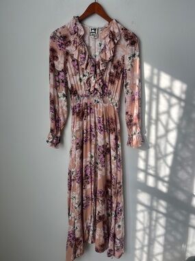 Jaase Floral Ruffle Boho Midi Dress S